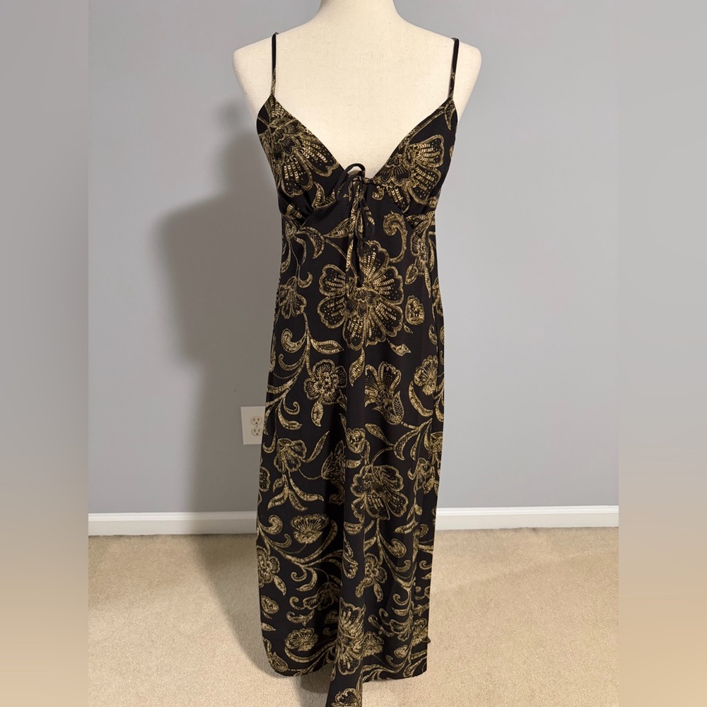 Black and Gold Floral Maxi Dress